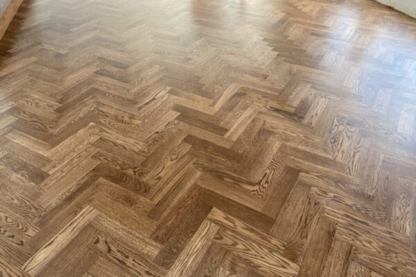 Herringbone hardwood floor installation, staining and finishing LUKS Construction Seattle, Bellevue, Redmond, Mercer Island, Sammamish, Issaquah