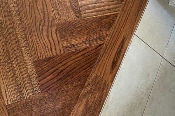 Herringbone hardwood floor installation, staining and finishing LUKS Construction Seattle, Bellevue, Redmond, Mercer Island, Sammamish, Issaquah