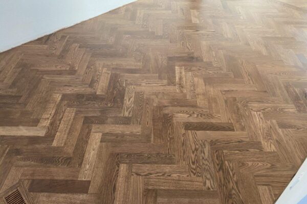 Herringbone hardwood floor installation, staining and finishing LUKS Construction Seattle, Bellevue, Redmond, Mercer Island, Sammamish, Issaquah