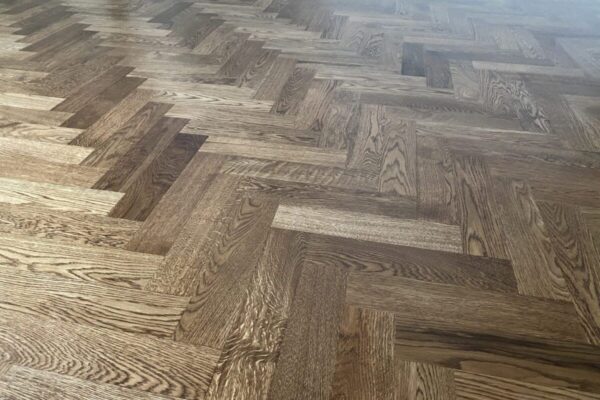 Herringbone hardwood floor installation, staining and finishing LUKS Construction Seattle, Bellevue, Redmond, Mercer Island, Sammamish, Issaquah