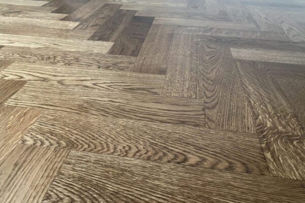 Herringbone hardwood floor installation, staining and finishing LUKS Construction Seattle, Bellevue, Redmond, Mercer Island, Sammamish, Issaquah