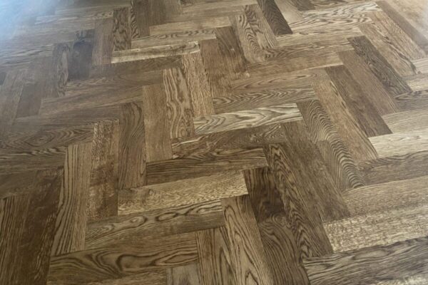 Herringbone hardwood floor installation, staining and finishing LUKS Construction Seattle, Bellevue, Redmond, Mercer Island, Sammamish, Issaquah