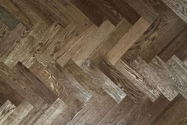 Herringbone hardwood floor installation, staining and finishing LUKS Construction Seattle, Bellevue, Redmond, Mercer Island, Sammamish, Issaquah