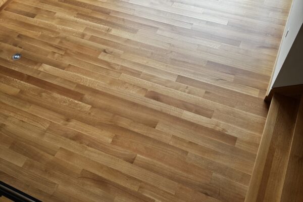 white oak hardwood refinishing in Mercer Island lakefront home by LUKS Construction