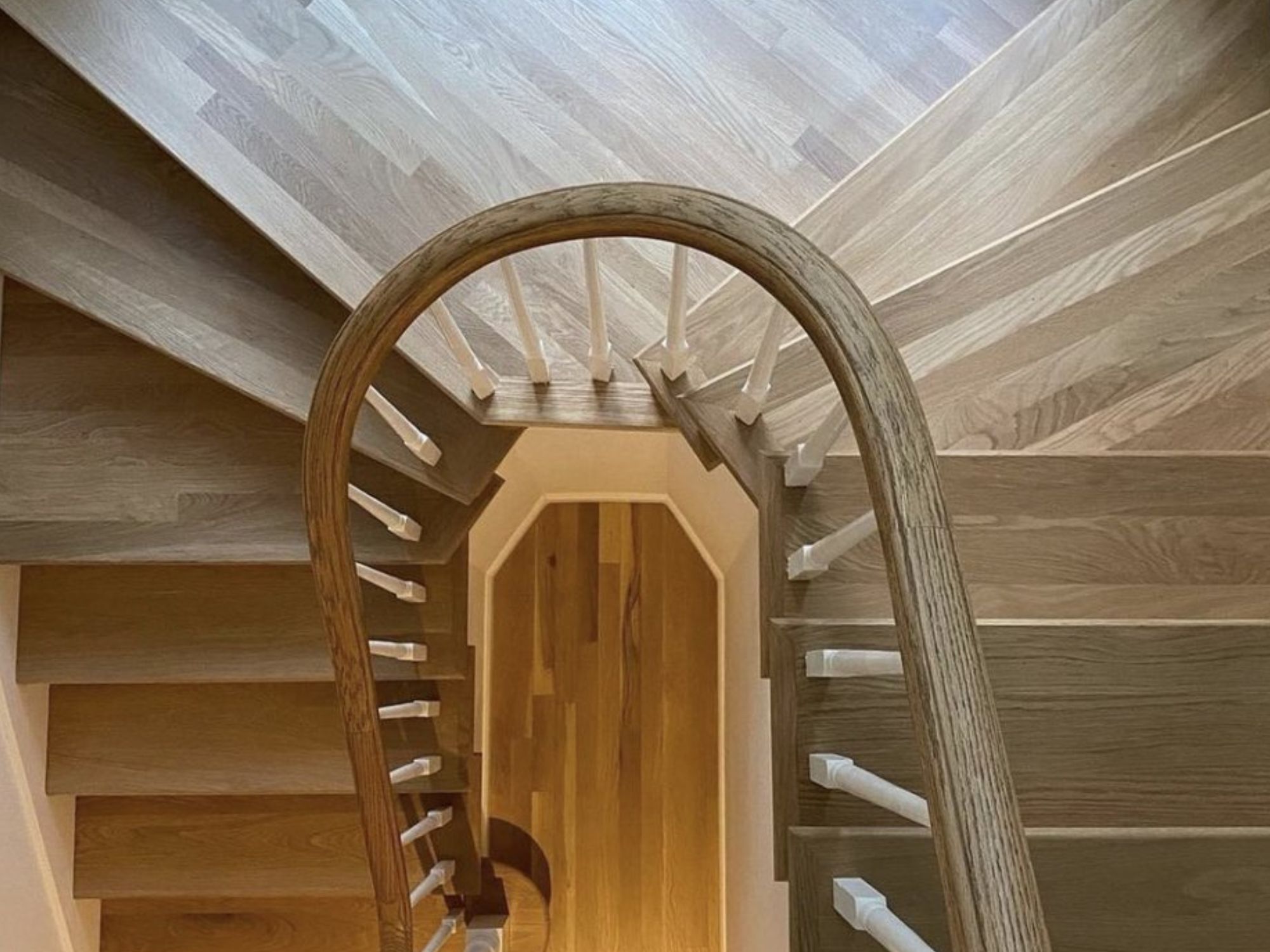 Hardwood stairs installation with matching treads and risers in Kirkland WA home